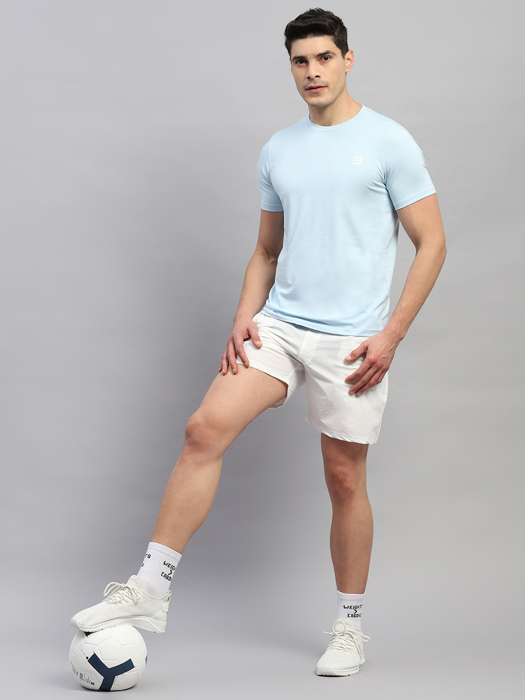 Rock.it Men Sky Blue Solid Round Neck Half Sleeve T-Shirt