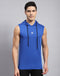 Rock.it Men Royal Blue Solid Hooded Sleeveless T-Shirt