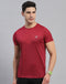 Rock.it Men Maroon Self Design Round Neck Half Sleeve T-Shirt