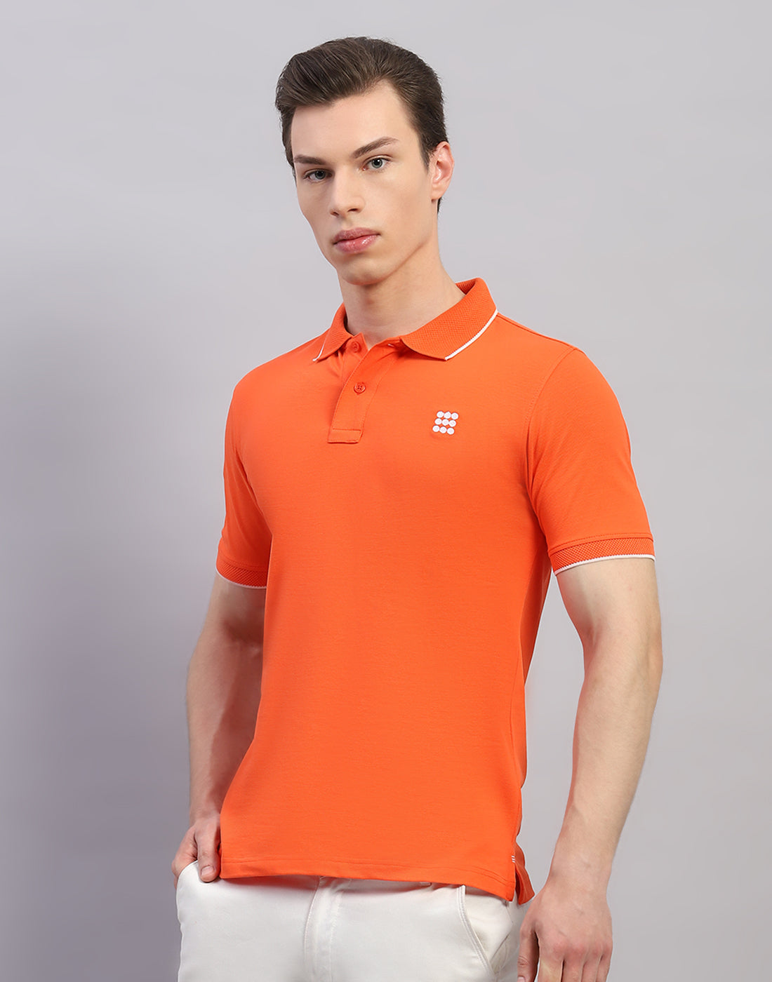Rock.it Men Orange Solid Polo Collar Half Sleeve T-Shirt