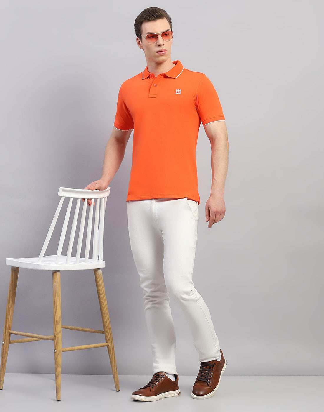 Rock.it Men Orange Solid Polo Collar Half Sleeve T-Shirt