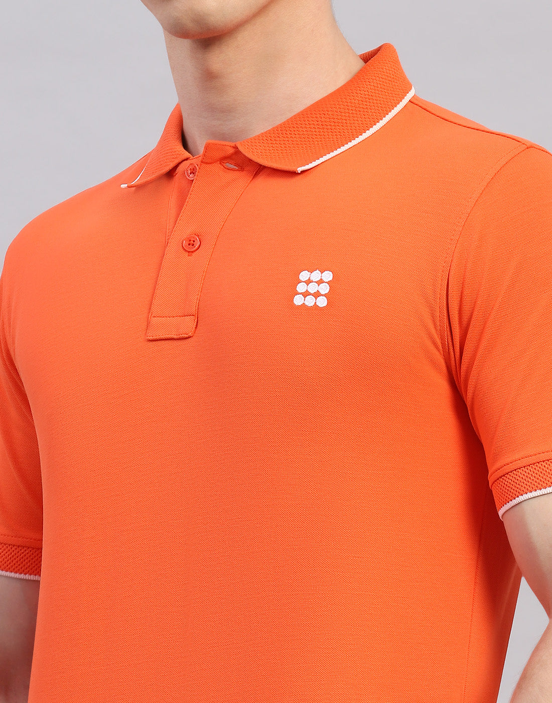 Rock.it Men Orange Solid Polo Collar Half Sleeve T-Shirt