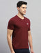 Rock.it Men Maroon Solid V Neck Half Sleeve T-Shirt