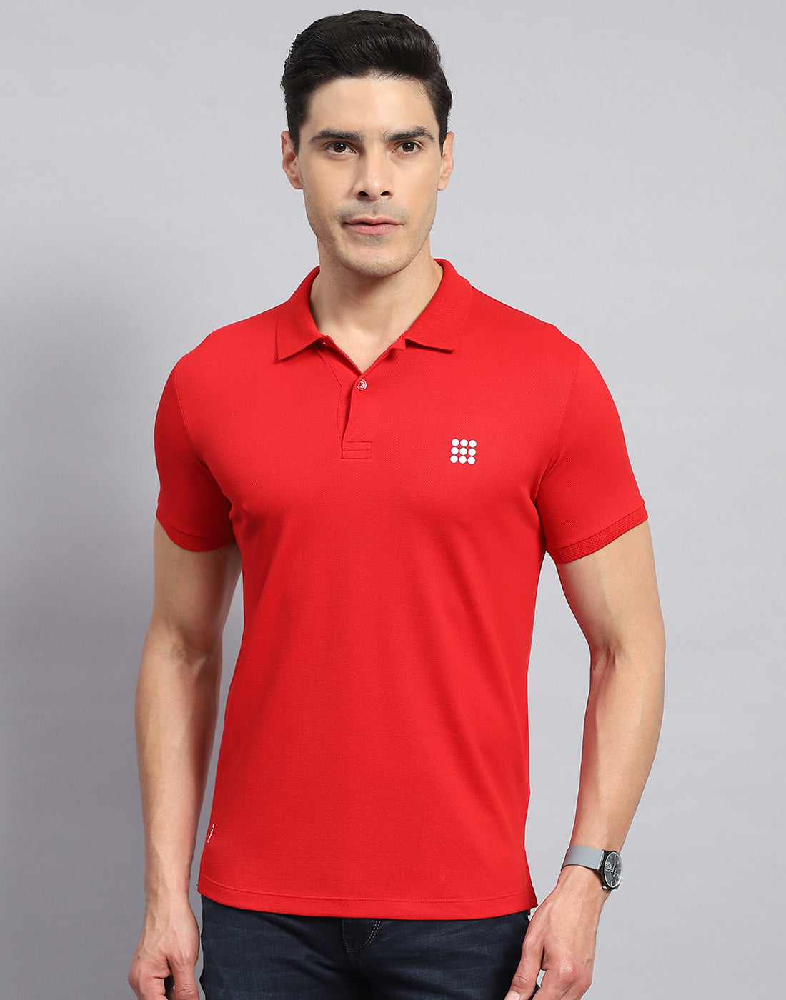 Rock.it Men Red Solid Collar Half Sleeve T-Shirt