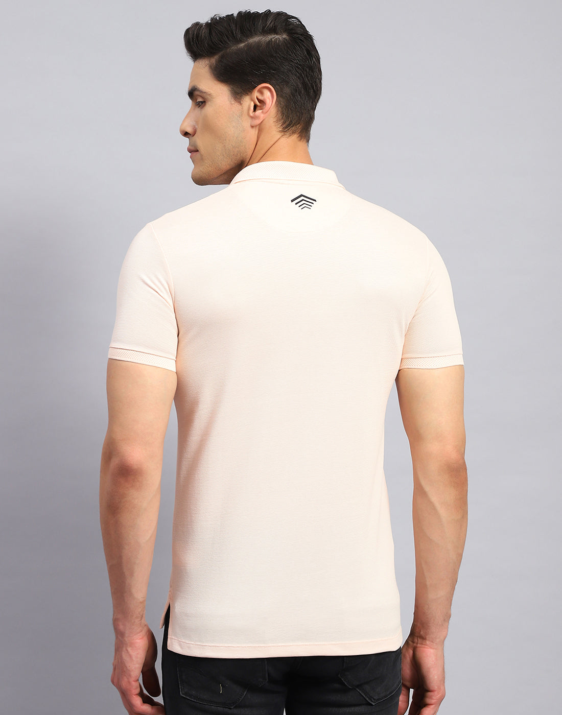 Rock.it Men Peach Solid Collar Half Sleeve T-Shirt