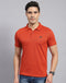 Rock.it Men Rust Solid Collar Half Sleeve T-Shirt