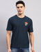 Rock.it Men Navy Blue Printed Round Neck Half Sleeve T-Shirt