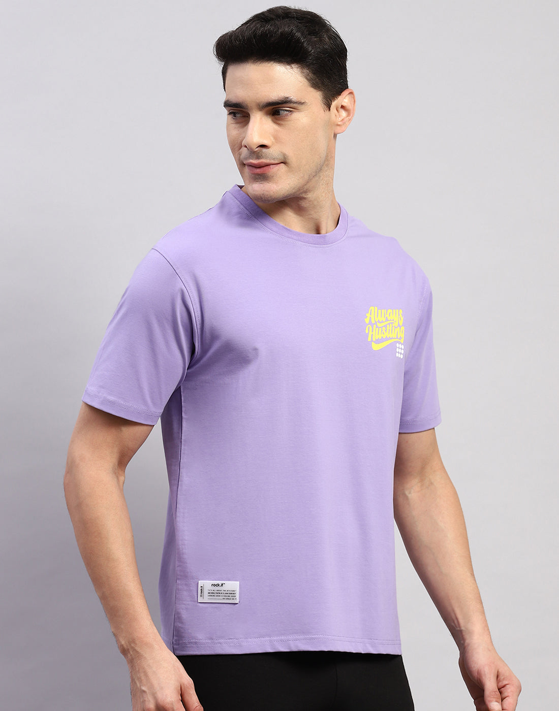 Rock.it Men Purple Printed Round Neck Half Sleeve T-Shirt