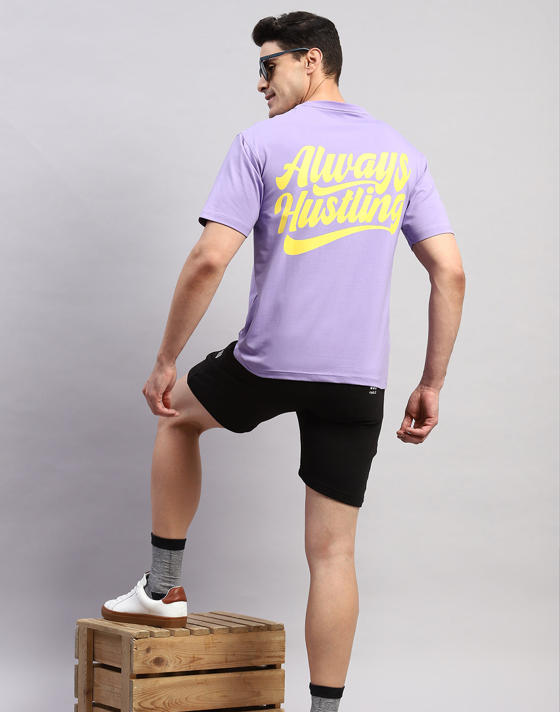 Rock.it Men Purple Printed Round Neck Half Sleeve T-Shirt