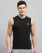 Rock.it Men Black Solid Round Neck Sleeveless T-Shirt