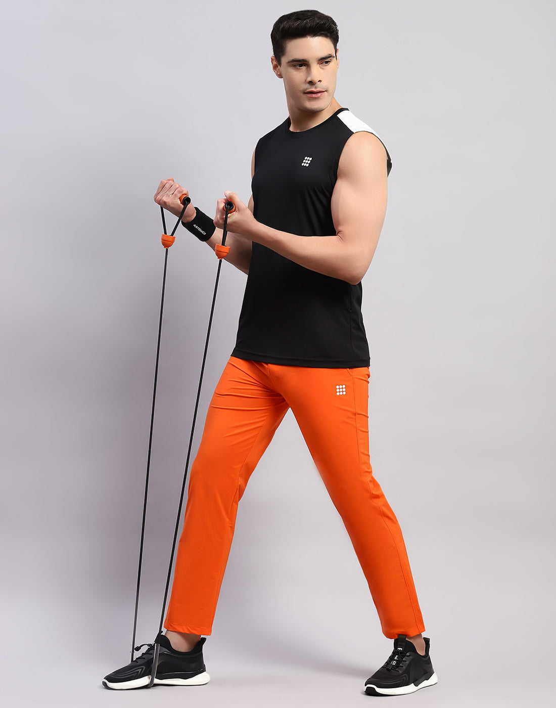 Men Orange Printed Smart Fit Lower