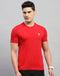 Rock.it Men Red Solid Round Neck Half Sleeve T-Shirt