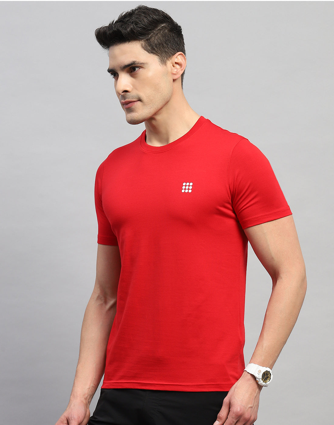 Rock.it Men Red Solid Round Neck Half Sleeve T-Shirt