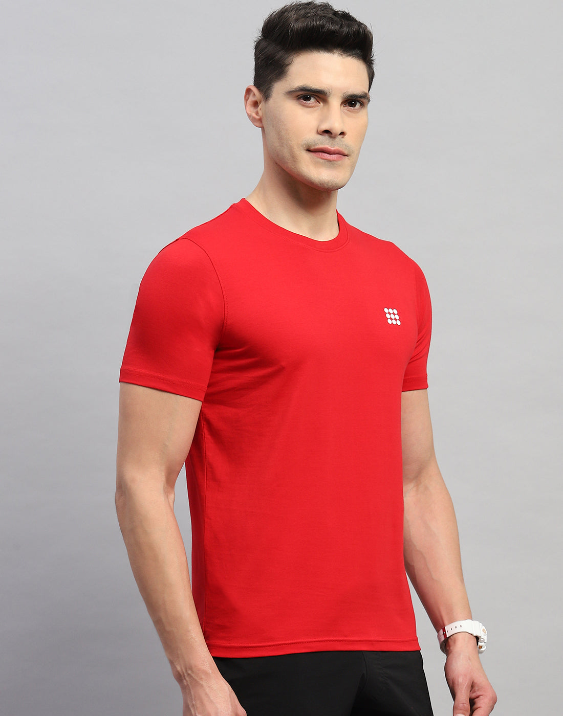 Rock.it Men Red Solid Round Neck Half Sleeve T-Shirt