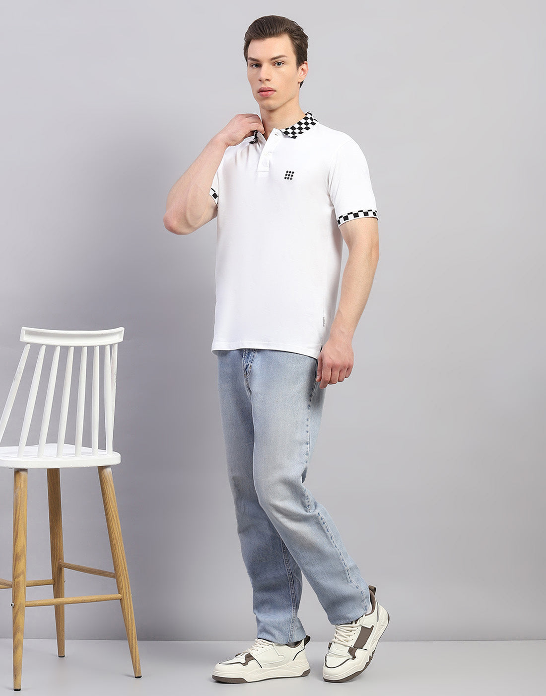 Rock.it Men White Solid Polo Collar Half Sleeve T-Shirt