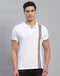 Rock.it Men White Stripe Collar Half Sleeve T-Shirt