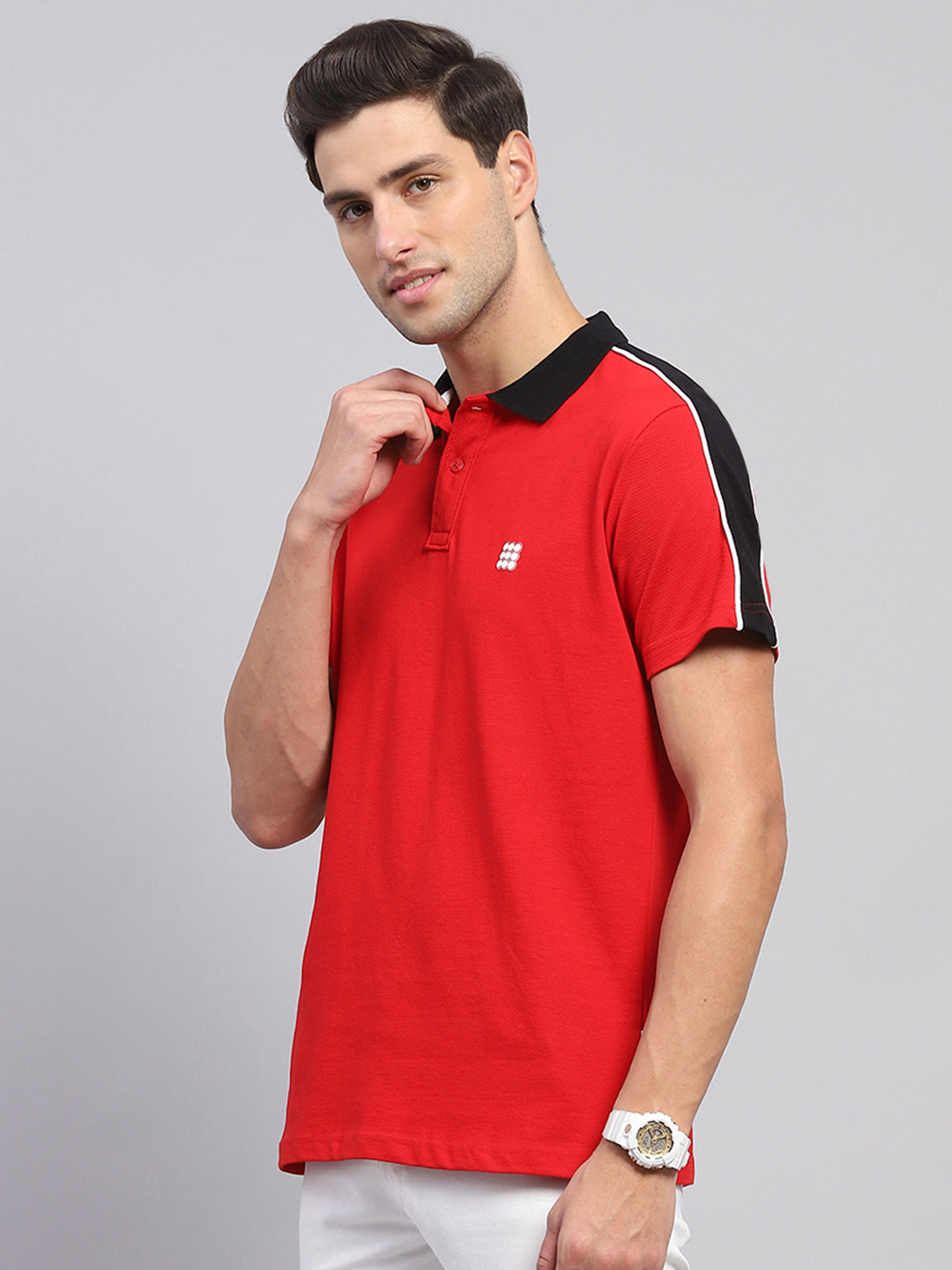 Rock.it Men Red Solid Collar Half Sleeve T-Shirt