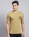 Rock.it Men Khaki Printed Round Neck Half Sleeve T-Shirt