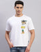 Rock.it Men White Printed Round Neck Half Sleeve T-Shirt