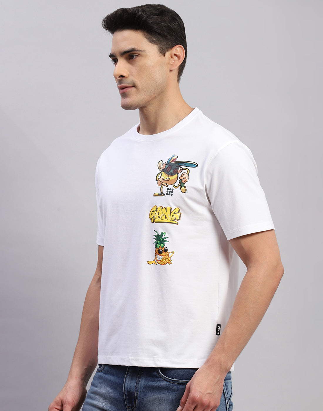 Rock.it Men White Printed Round Neck Half Sleeve T-Shirt