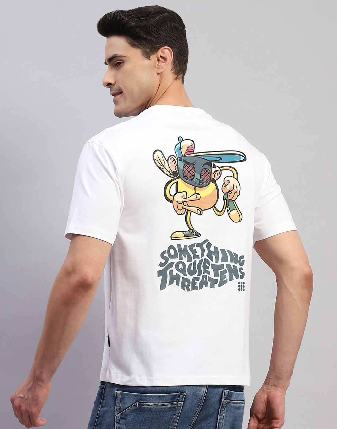 Rock.it Men White Printed Round Neck Half Sleeve T-Shirt