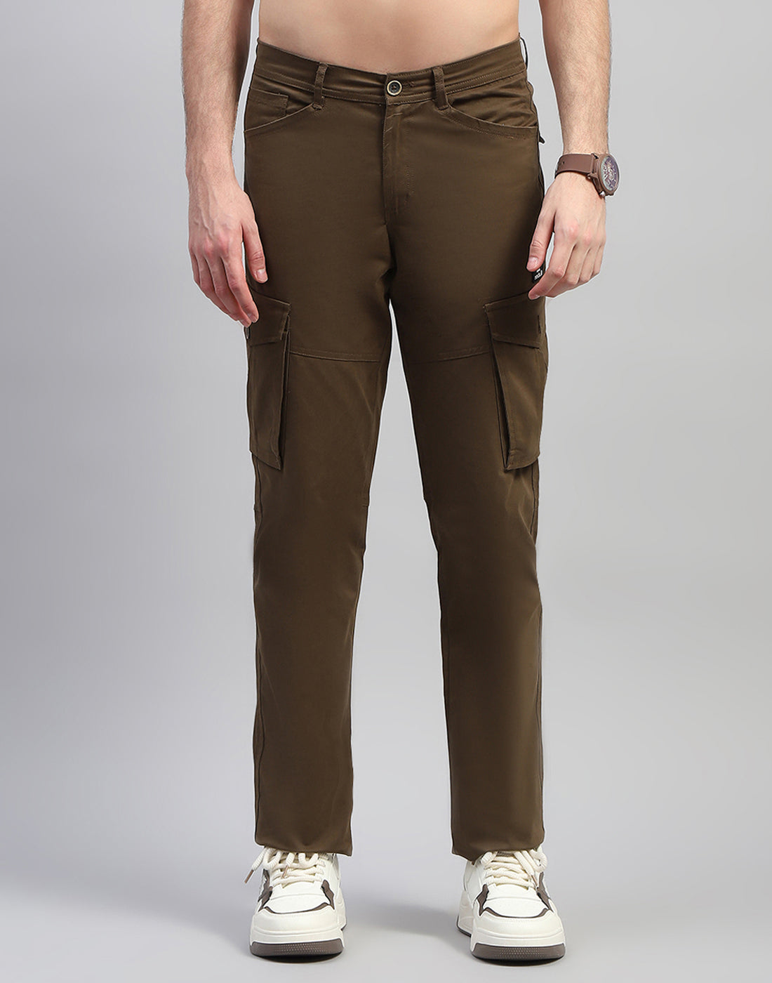 Rock.it Men Brown Solid Regular Fit Cargo