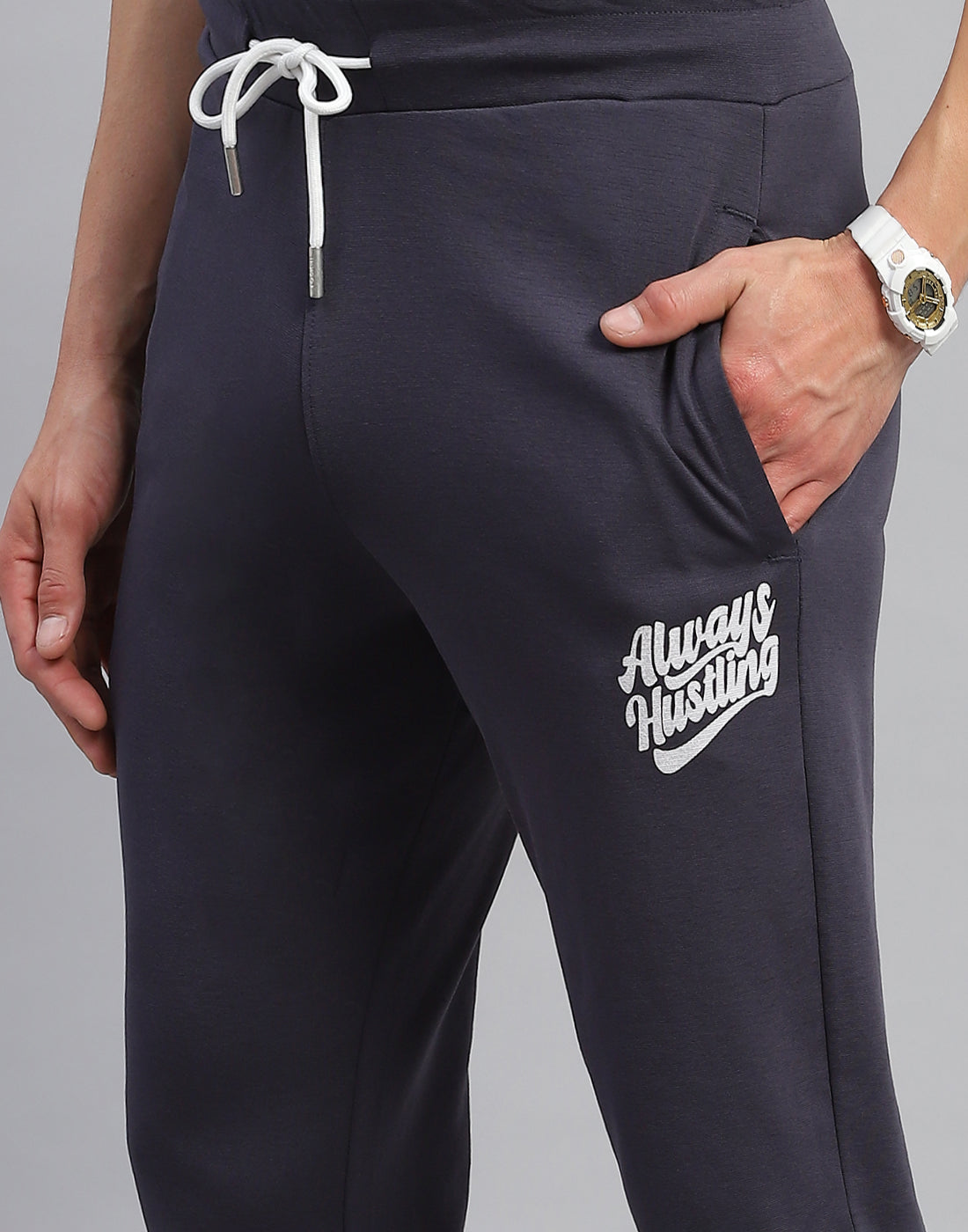 Rock.it Men Grey Solid Round Neck Half Sleeve Lower Set