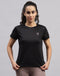 Rock.it Women Black Self Design Round Neck Half Sleeve Top