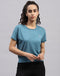 Rock.it Women Turquoise Blue Solid Round Neck Half Sleeve Top