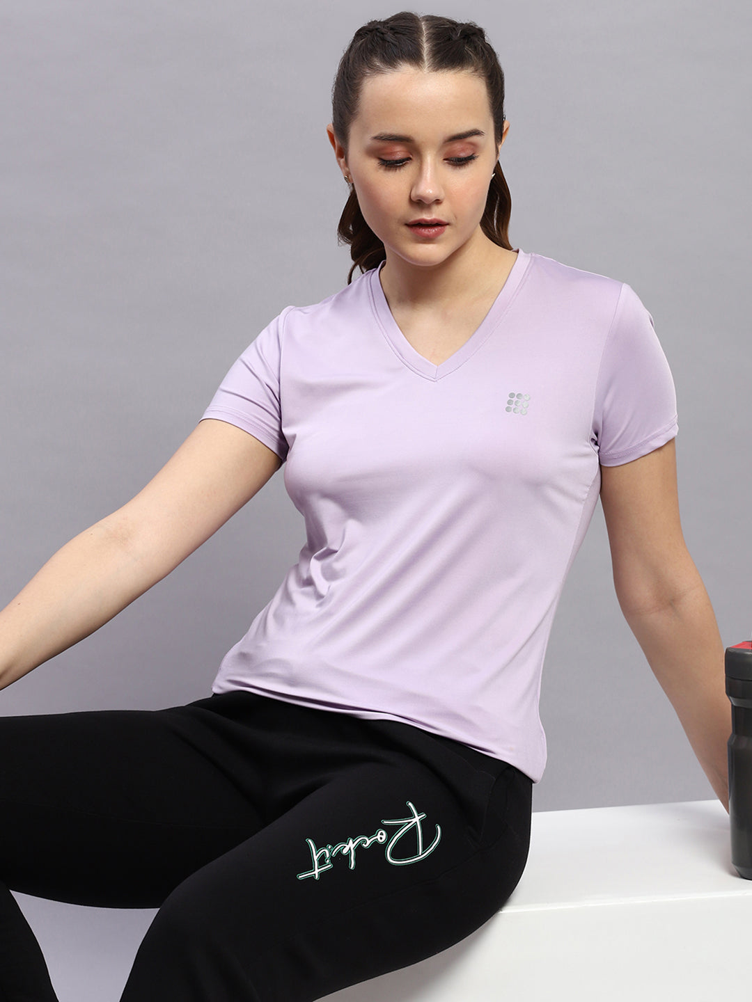 Rock.it Women Purple Solid V Neck Half Sleeve Top