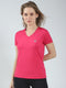 Rock.it Women Pink Solid V Neck Half Sleeve Top