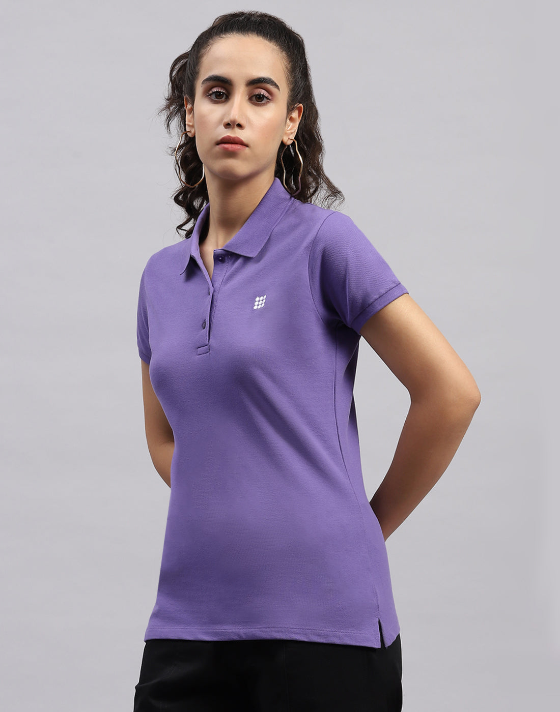 Rock.it Women Purple Solid Polo Collar Half Sleeve T Shirt