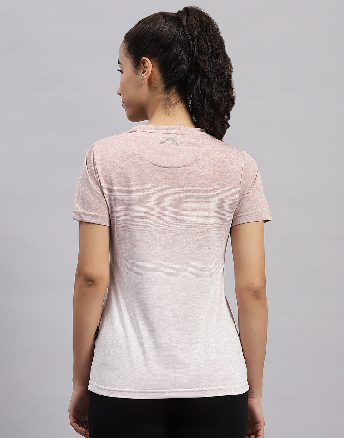 Rock.it Women Pink Stripe Round Neck Half Sleeve Top