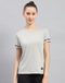 Rock.it Women Grey Solid Round Neck Half Sleeve Top