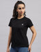 Rock.it Women Black Solid Round Neck Half Sleeve Top