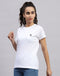 Rock.it Women White Solid Round Neck Half Sleeve Top