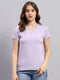 Rock.it Women Purple Solid V Neck Half Sleeve Top