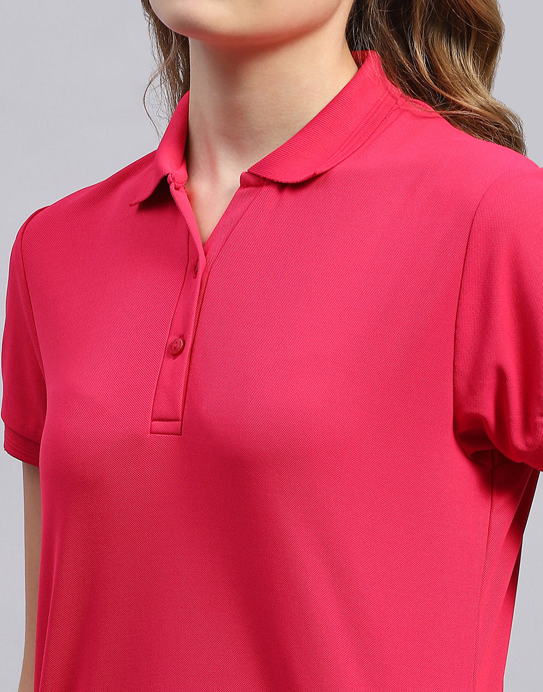 Rock.it Women Pink Solid Polo Collar Half Sleeve T-Shirt