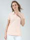 Rock.it Women Peach Solid Collar Half Sleeve T-Shirt