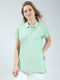 Rock.it Women Green Solid Collar Half Sleeve T-Shirt