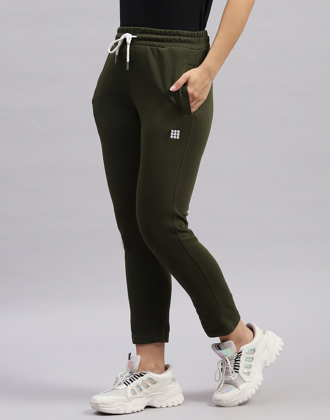 Rock.it Women Olive Solid Regular Fit Lower