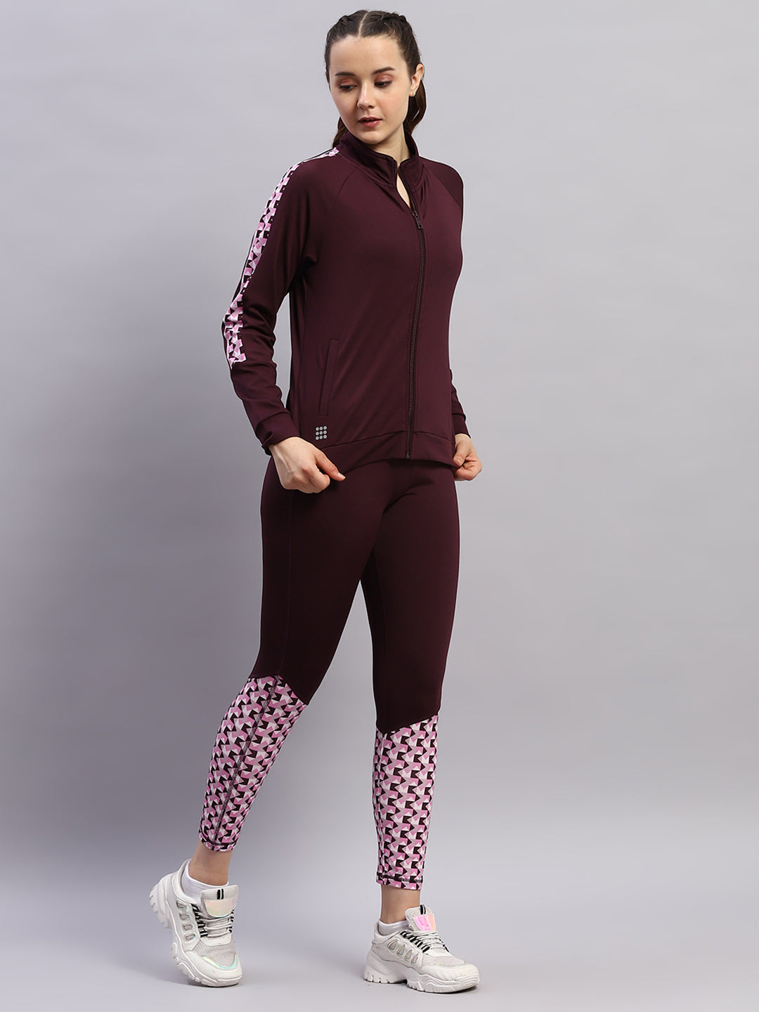 Rock.it Women Maroon Printed Band Collar Full Sleeve 3Pc Cords Set