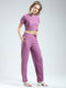 Rock.it Women Purple Solid Round Neck Half Sleeve Cords Set