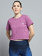 Rock.it Women Purple Solid Round Neck Half Sleeve Top
