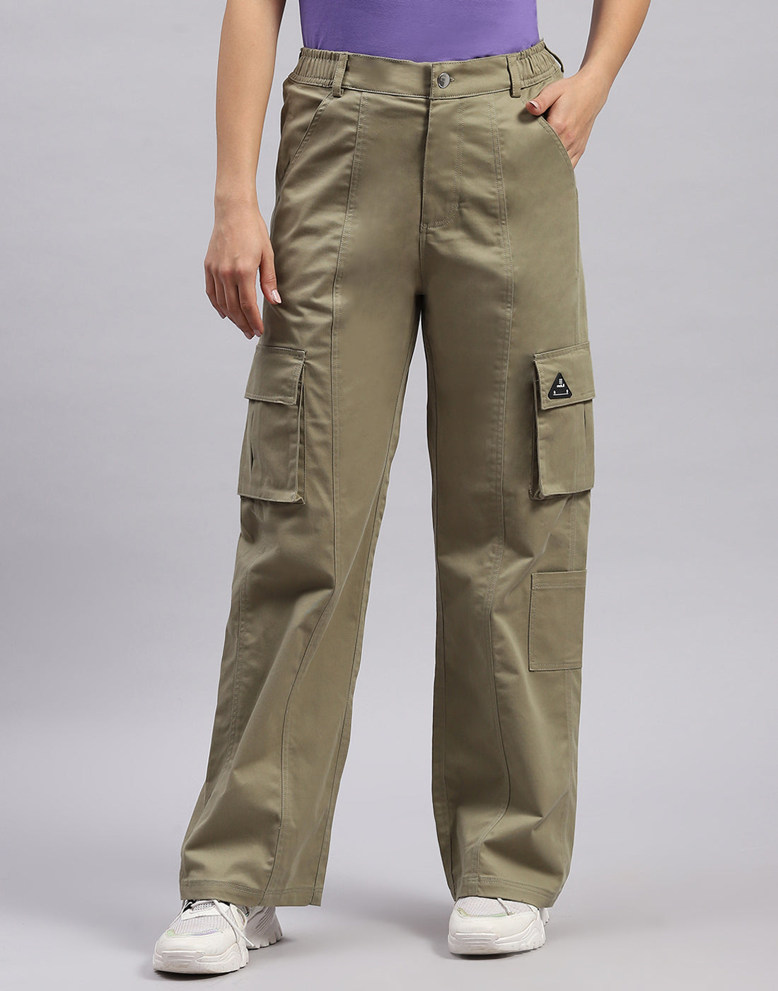 Rock.it Women Olive Solid Regular Fit Cargo
