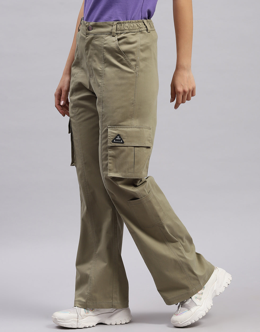 Rock.it Women Olive Solid Regular Fit Cargo