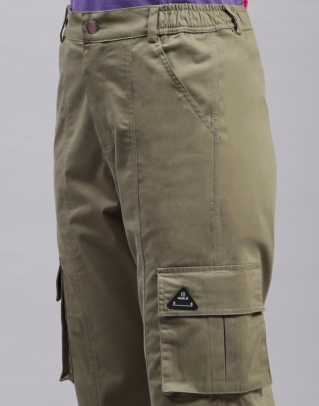 Rock.it Women Olive Solid Regular Fit Cargo