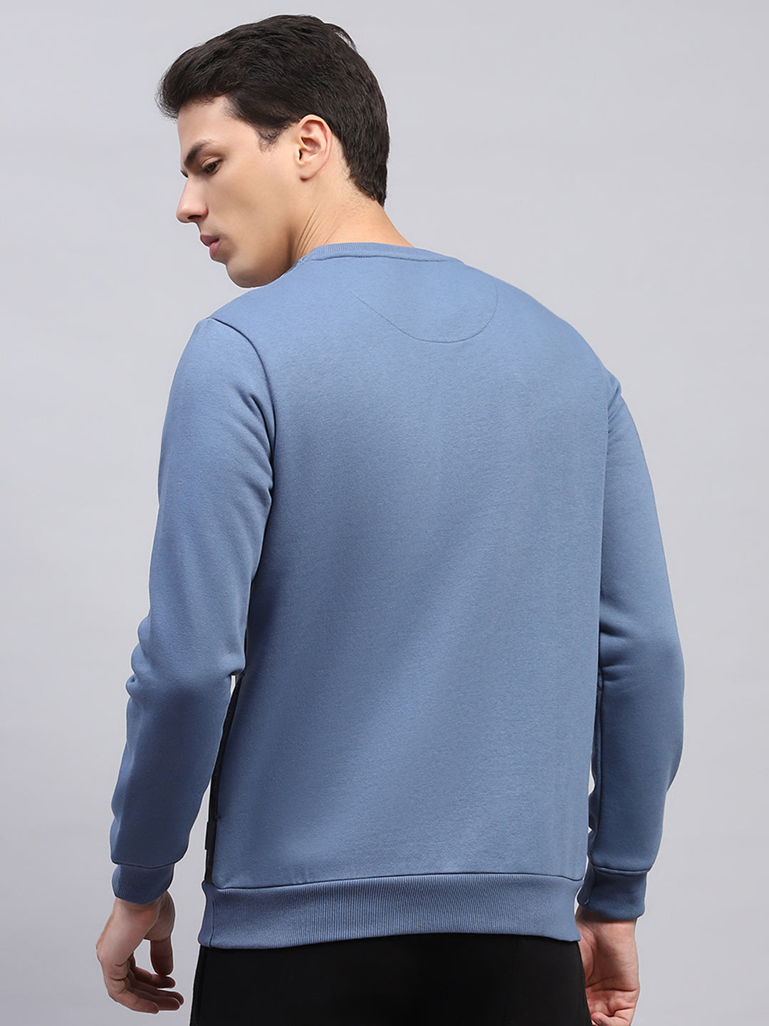 Rock.it Men Blue Printed Round Neck Full Sleeve Sweatshirt
