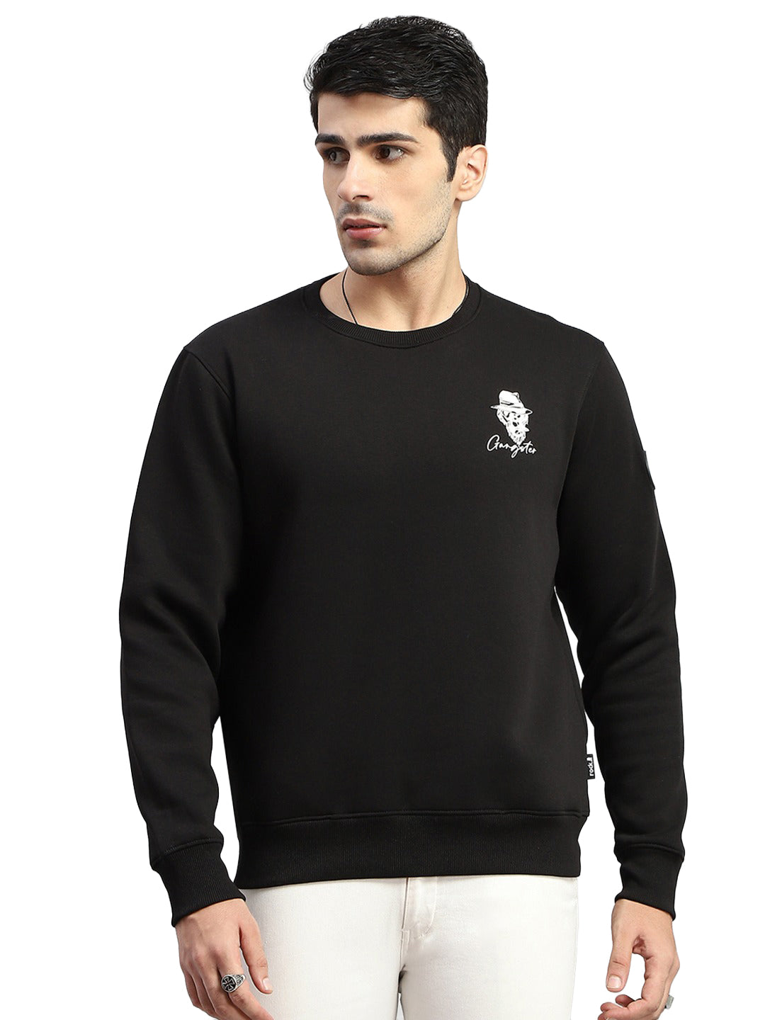 Rock.it Men Black Printed Round Neck Full Sleeve Sweatshirt