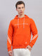 Rock.it Men Orange Printed Hooded Full Sleeve Sweatshirt